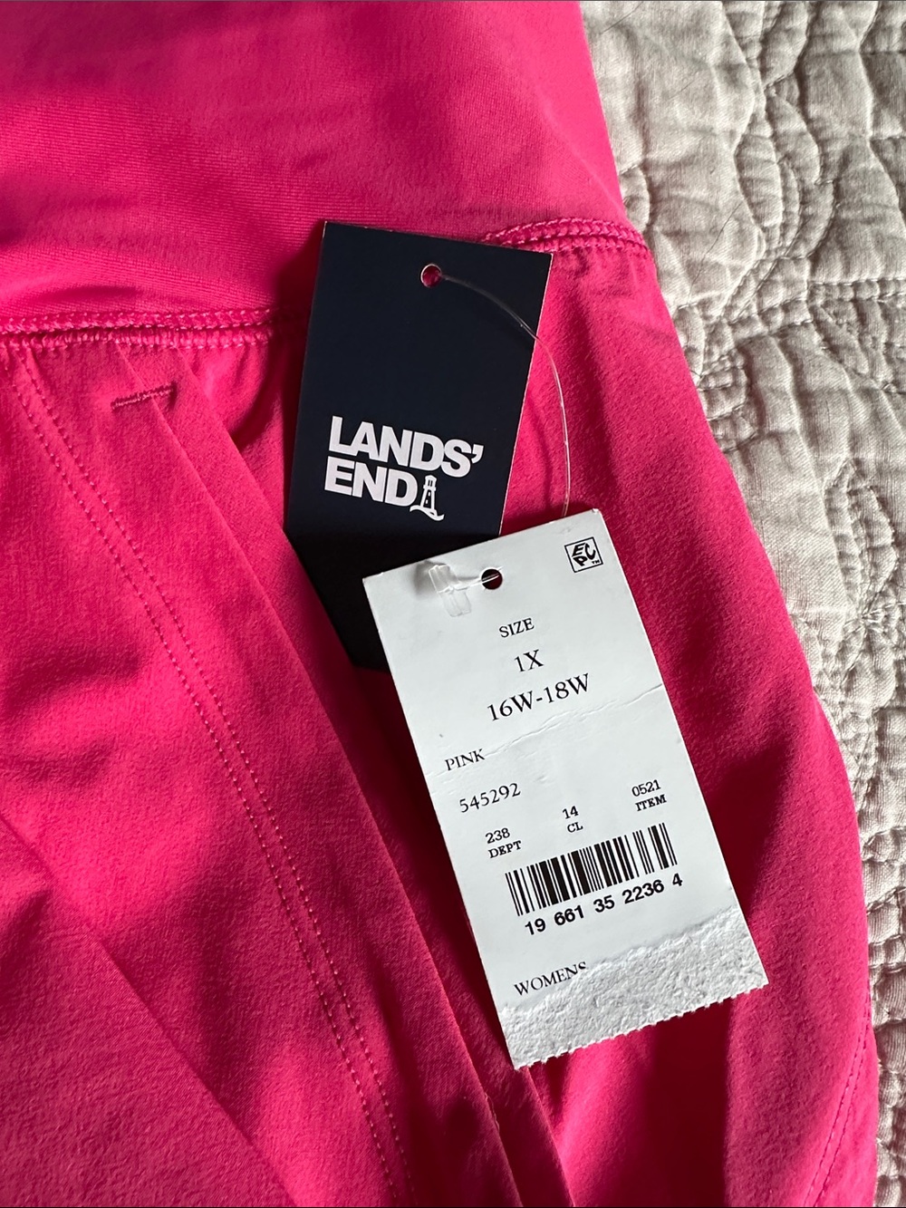 Lands' End Hot Pink swim skort with Side Pockets - Picture 2 of 7